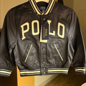 Polo by Ralph Lauren Kids Black and Cream Varsity Jacket